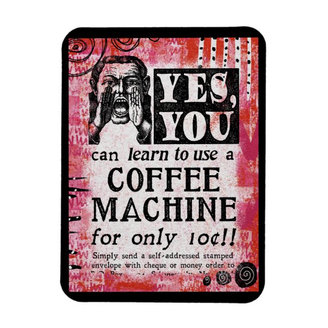 Kaffeemaschine - Funny Vintage Ad Magnet (Vertikal)