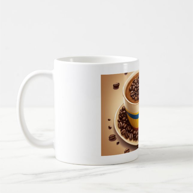 Kaffeemaschine im Druckstil - Tasse (Links)