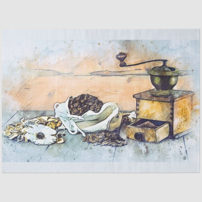 Kaffeemaschine Küche 20x30 Decoupage Seidenpapier (Vorderseite)