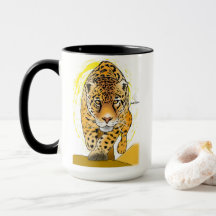 Kaffeemaschine mit bemalten Leoparden und Selbsthi