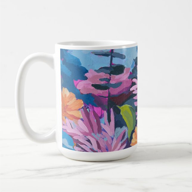 Kaffeemaschine mit lebhafter Blumenmalerei Kaffeetasse (Links)