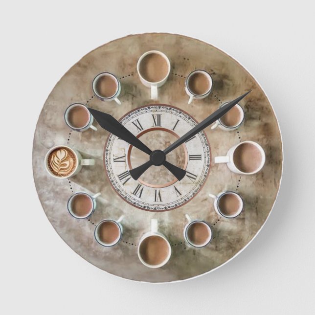 Kaffeemaschine Runde Wanduhr (Vorderseite)