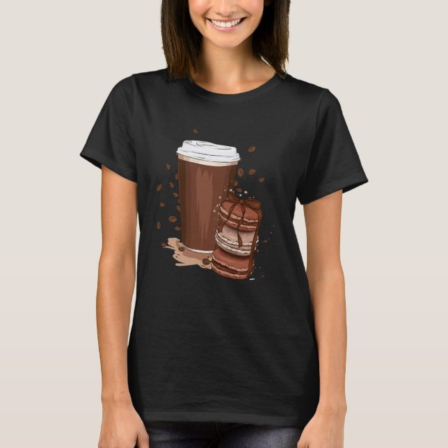 Kaffeemaschine und Macaroon Cake Ästhetik T-Shirt (Vorderseite)