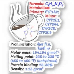 Kaffeemaschine und -struktur - Koffeinchemie Aufkleber