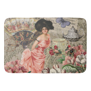 Kaffeemaschine Viktorianische Frau Rosa Klasse Badematte