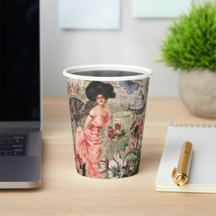 Kaffeemaschine Viktorianische Frau Rosa Klasse Pappbecher