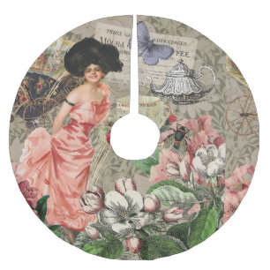 Kaffeemaschine Viktorianische Frau Rosa Klasse Polyester Weihnachtsbaumdecke