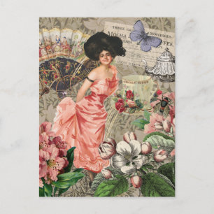 Kaffeemaschine Viktorianische Frau Rosa Klasse Postkarte