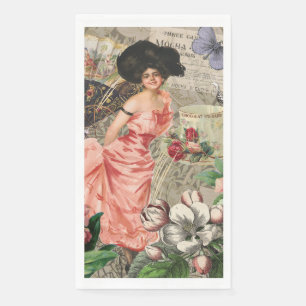 Kaffeemaschine Viktorianische Frau Rosa Klasse Serviette