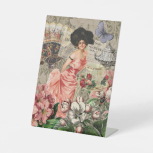 Kaffeemaschine Viktorianische Frau Rosa Klasse Sockelschild