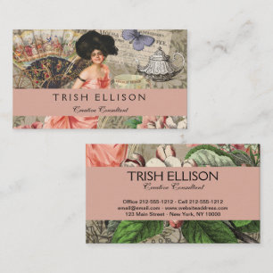 Kaffeemaschine Viktorianische Frau Rosa Klasse Visitenkarte