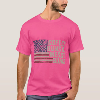 Kaffeemaschinen Messy Buns - US Flag Womens Funny  T-Shirt