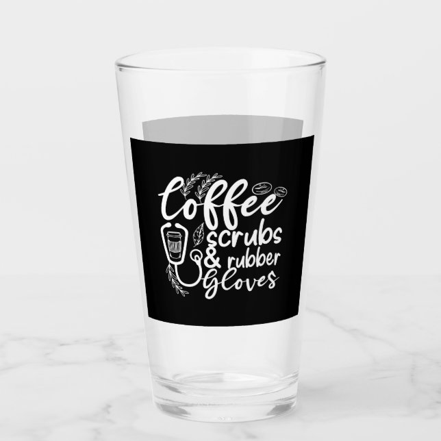 Kaffeemaschinen und Gummihandschuhe Glas (Vorderseite)