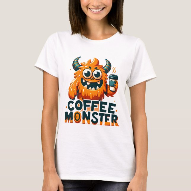 Kaffeemonster - Funny Morning Stimmung T-Shirt (Vorderseite)