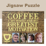 Kaffeemotivation 4 Foto braun gelb Puzzle<br><div class="desc">Beginnen Sie Ihren Tag mit Freude und Verbundenheit mit diesem anpassbaren 4-Foto-Puzzle! Dieses Puzzle mit dem gefühlvollen Satz "Kaffee und meine Familie sind meine beste Motivation" ist ideal für Kaffeeliebhaber und Familienliebhaber. Personalisieren Sie es mit Ihren Lieblings-Fotos, um es einzigartig zu machen - eine perfekte Mischung aus Spaß, Erinnerungen und...</div>
