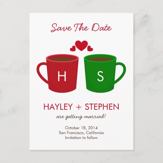 Kaffeemugs Save the Date Karte (Vorderseite)