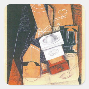 Kaffeemühle von Juan Gris, Vintage-Cubismus-Kunst Quadratischer Aufkleber