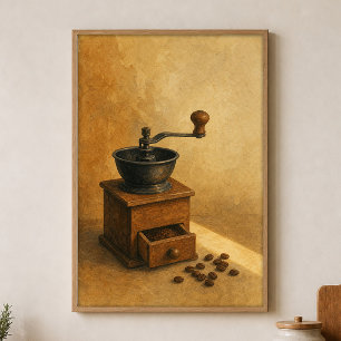 Kaffeemühle Wasserfarbe Cottagecore Kunstposter Poster
