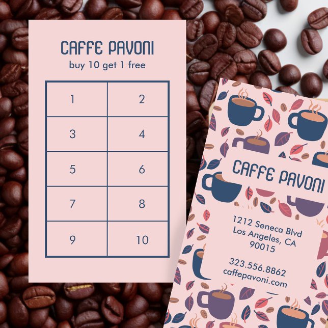 Kaffeemühlen Muster Pink Blue Cafe Niedlich 10 Treuekarte (Coffee Mugs Pattern Pink Blue Cafe Cute 10 Loyalty Card
)