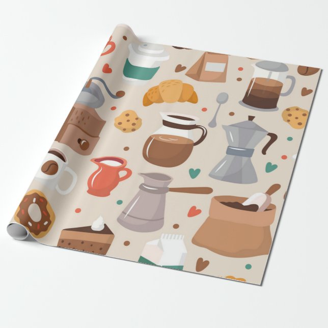 Kaffeemuster Geschenkpapier (Ungerollt)