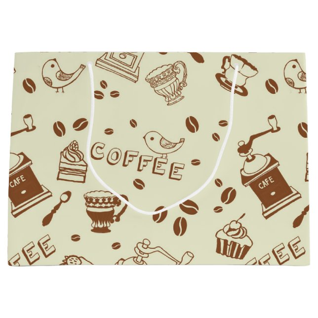 Kaffeemuster Große Geschenktüte (Vorderseite)