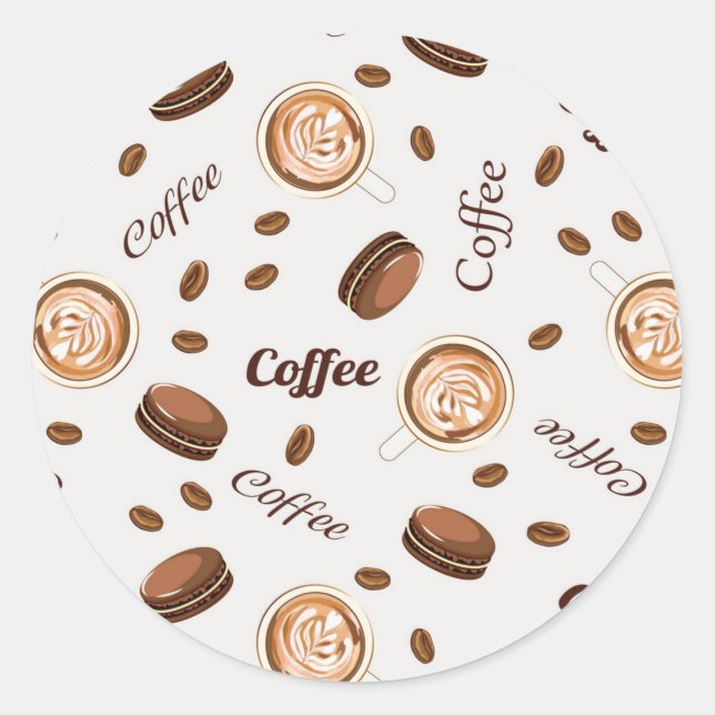 Kaffeemuster Runder Aufkleber (Vorderseite)