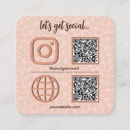 Kaffeemuster Social Media-Sign mit QR-Code Niedlic Quadratische Visitenkarte