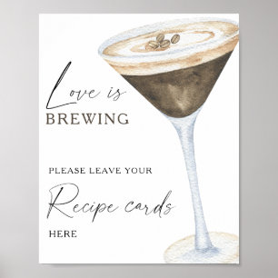 Kaffeene Hochzeitsshower-Rezeptkarte hier Poster