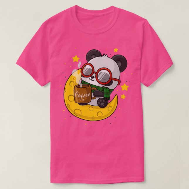 Kaffeepanda - Niedliches Panda auf dem Mond T-Shirt (Design vorne)