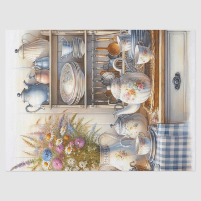 Kaffeepapier und Wildblumen Seidenpapier (Vorderseite)