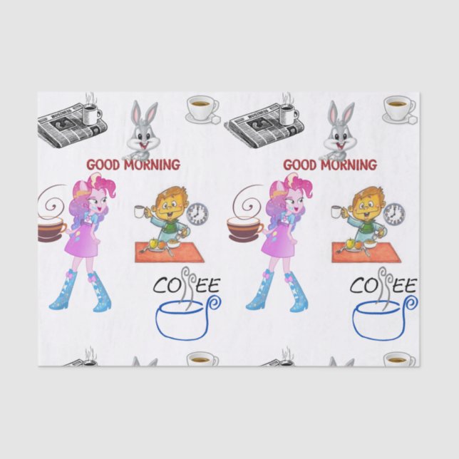 Kaffeepapierfrühstück aus dekorativem Gewebe Seidenpapier (Vorderseite)