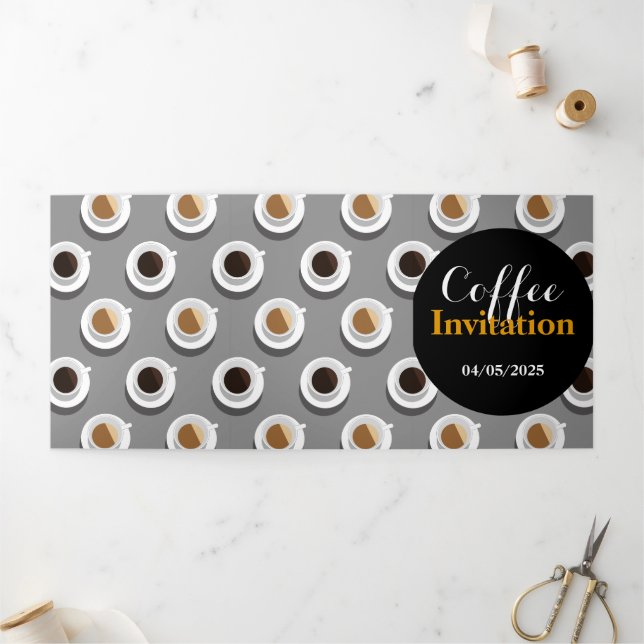 Kaffeepause Dreifach Gefaltete Einladung (Außenbereich)