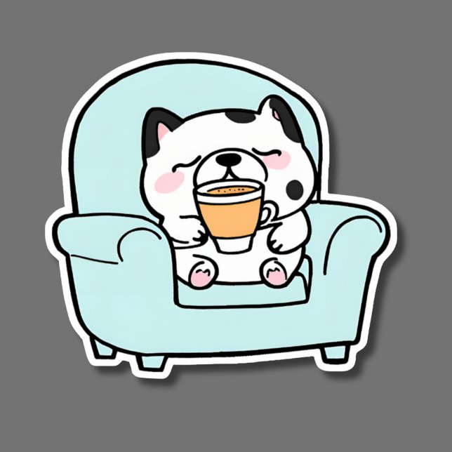 Kaffeepause Hund wasserdicht Aufkleber (Von Creator hochgeladen)