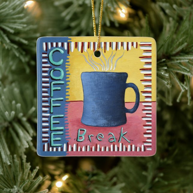 Kaffeepause Keramikornament (Baum)