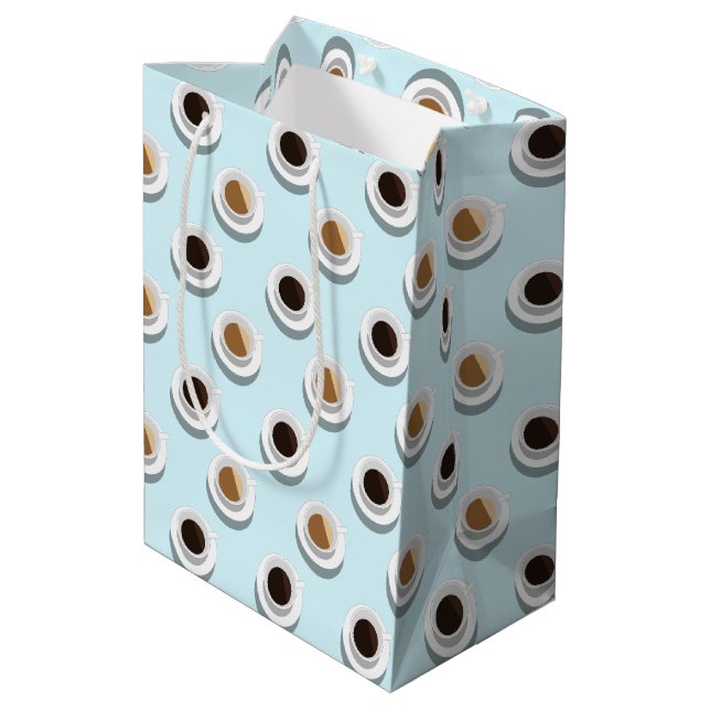 Kaffeepause. Mittlere Geschenktüte (Rückseite Schrägansicht)