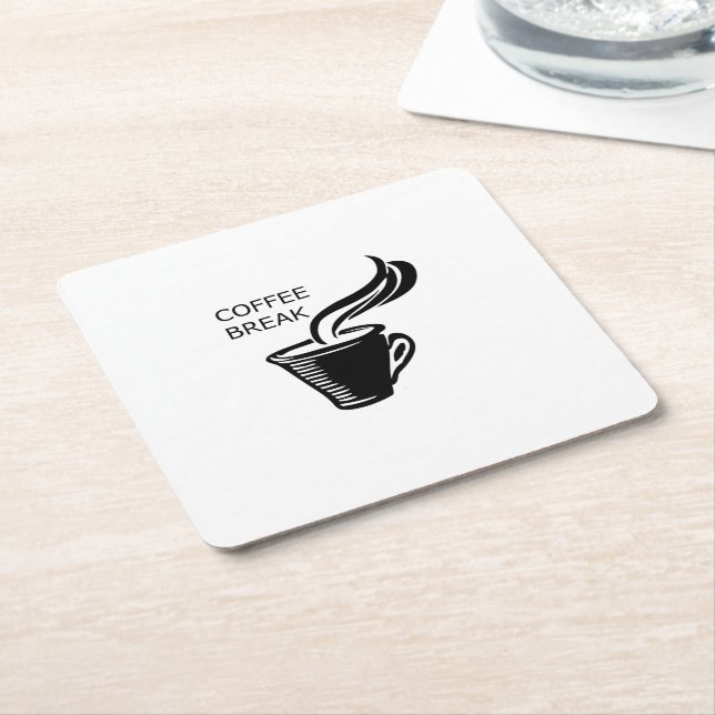 Kaffeepause Rechteckiger Pappuntersetzer (angewinkelt)