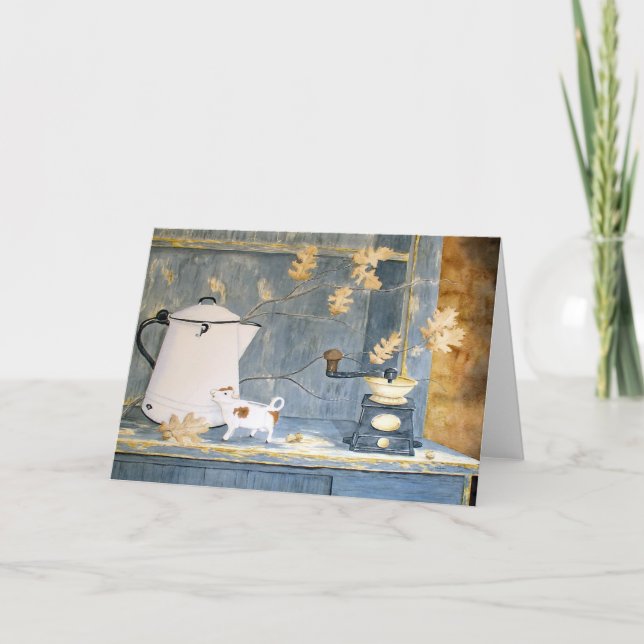 Kaffeepause-Stillleben-Raum-Gruß-Karte Karte (Vorderseite)