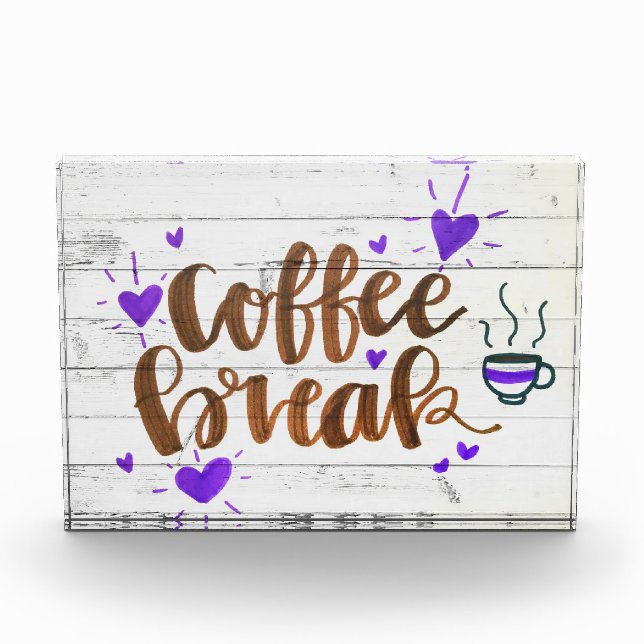 Kaffeepause Typografie Fotoblock (Vorderseite)