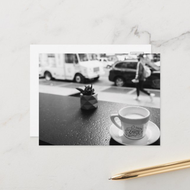 Kaffeepausen in NYC Postkarte (Vorderseite/Rückseite Beispiel)