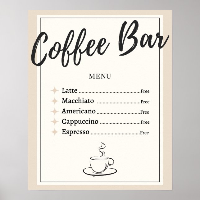 Kaffeeplakat/Bar (ungerahmt) - 16"x20" Poster (Vorne)