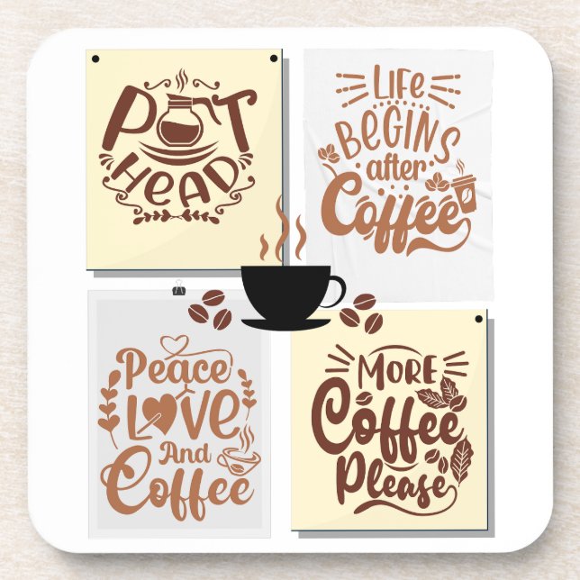 Kaffeeplakate Getränkeuntersetzer (Vorderseite)