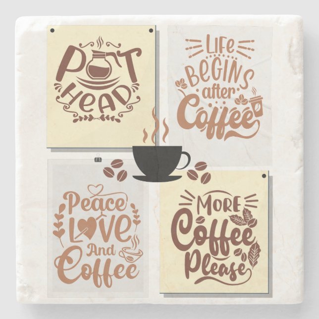 Kaffeeplakate Steinuntersetzer (Vorderseite)