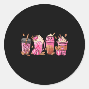 Kaffeepumpkin Latte Spice Breast Cancer Awareness Runder Aufkleber