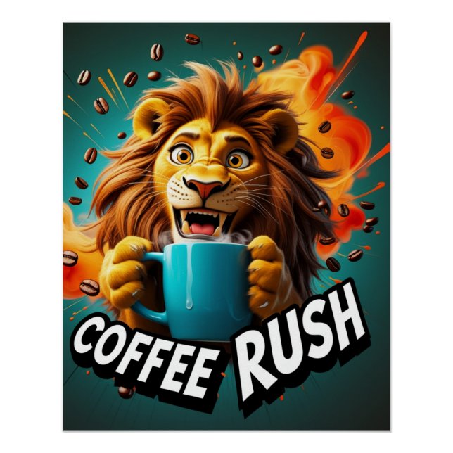 Kaffeerausch Löwe Poster (Vorderseite)
