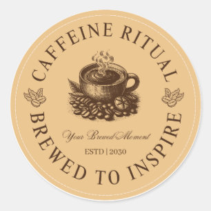 Kaffeerituale-Kaffeetassen-Aufkleber Gebraut um zu Runder Aufkleber