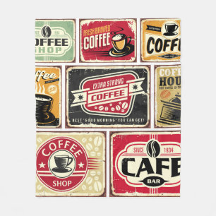 Kaffeeschilder und Etikettenkollektion. Retro und  Fleecedecke