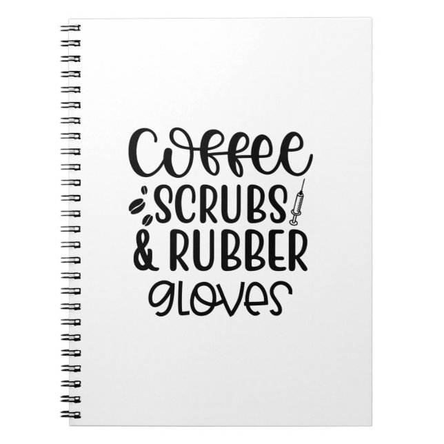 Kaffeeschirbe und Gummihandschuhe Notizblock (Vorderseite)