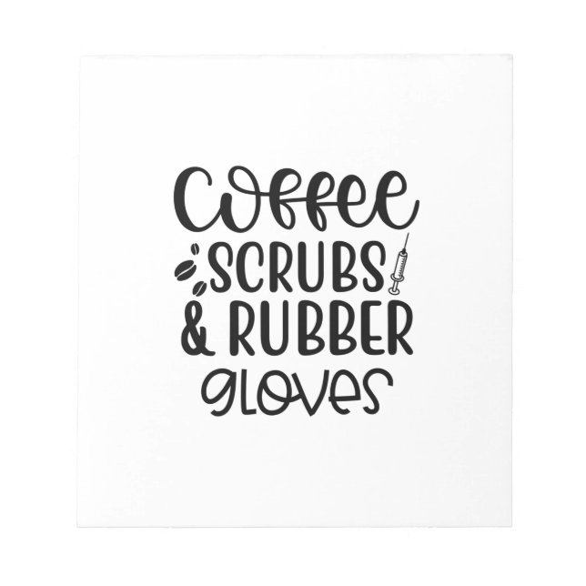Kaffeeschirbe und Gummihandschuhe Notizblock (Vorderseite)