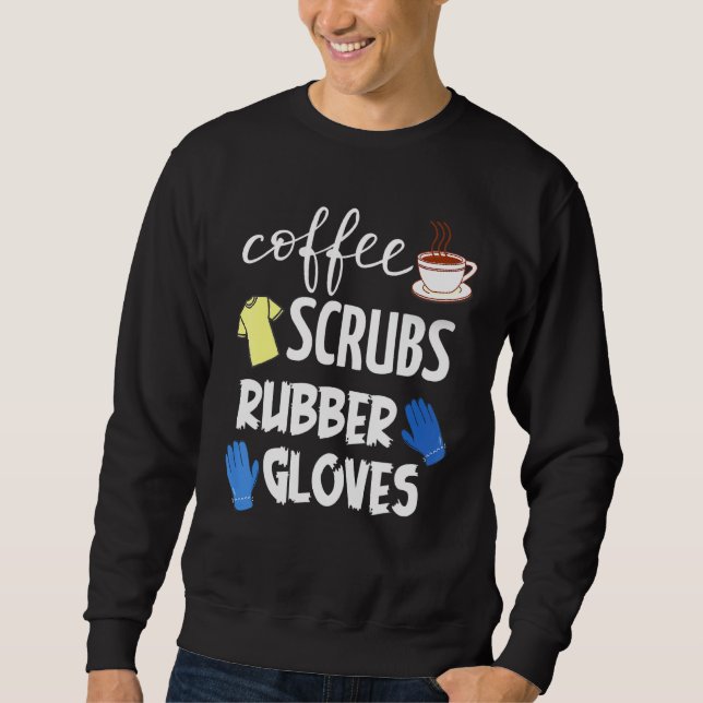 Kaffeeschube Gummihandschuhe Sweatshirt (Vorderseite)
