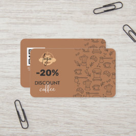 Kaffeeservice Discount Card mit Logo und QR Code Visitenkarte